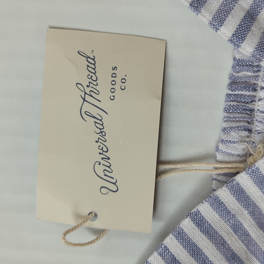 NWT Universal Thread Stripe Linen Rayon Cropped Top MEDIUM Blue White - Picture 4 of 15